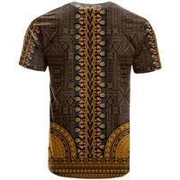 African Dashiki T Shirt With Tapa Pattern Gold LT9 - Polynesian Pride