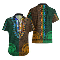 African Dashiki Hawaiian Shirt With Tapa Pattern - Half Green and Gold LT9 - Polynesian Pride