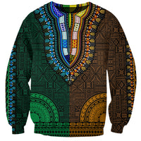 African Dashiki Sweatshirt With Tapa Pattern - Half Green and Gold LT9 Unisex Green and Gold - Polynesian Pride
