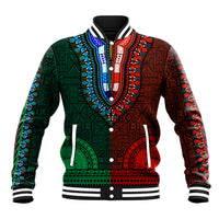 African Dashiki Baseball Jacket With Tapa Pattern - Half Green and Red LT9 Unisex Green and Red - Polynesian Pride