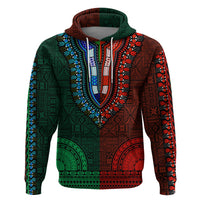 African Dashiki Hoodie With Tapa Pattern Half Green and Red LT9 Pullover Hoodie Green and Red - Polynesian Pride