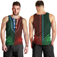 African Dashiki Men Tank Top With Tapa Pattern - Half Green and Red LT9 - Polynesian Pride