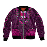 African Dashiki Bomber Jacket With Tapa Pattern - Pink LT9 Unisex Pink - Polynesian Pride