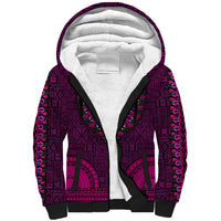 African Dashiki Sherpa Hoodie With Tapa Pattern - Pink LT9 Unisex Pink - Polynesian Pride