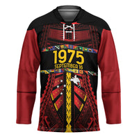 Independen Stet bilong Papua Niugini 1975 Hockey Jersey Red Tribal Papua New Guinea Province Flag LT9 Unisex Red - Polynesian Pride