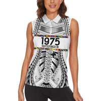 Independen Stet bilong Papua Niugini 1975 Women Sleeveless Polo Shirt White Tribal Papua New Guinea Province Flag LT9 - Polynesian Pride