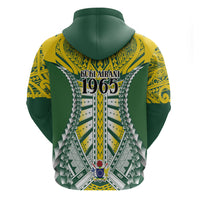 Cook Islands 1965 National Pride Hoodie Green Yellow Tribal Pattern LT9 - Polynesian Pride