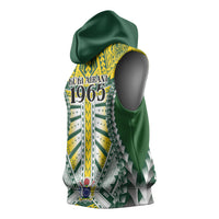 Cook Islands 1965 National Pride Sleeveless Hoodie Green Yellow Tribal Pattern LT9 - Polynesian Pride