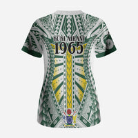 Cook Islands 1965 National Pride Scrub Top White Tribal Pattern LT9 - Polynesian Pride