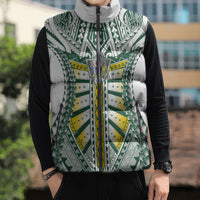 Cook Islands 1965 National Pride Sleeveless Puffer Jacket White Tribal Pattern LT9 - Polynesian Pride