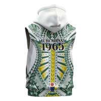Cook Islands 1965 National Pride Sleeveless Zip Hoodie White Tribal Pattern LT9 - Polynesian Pride