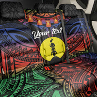 Personalised New Caledonia All Saints Day Back Car Seat Cover Candle Light with Polynesian Style