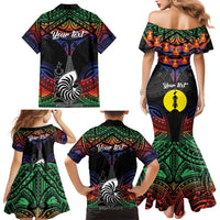Personalised New Caledonia All Saints Day Family Matching Mermaid Dress and Hawaiian Shirt Candle Light with Polynesian Style
