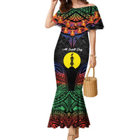 Personalised New Caledonia All Saints Day Family Matching Mermaid Dress and Hawaiian Shirt Candle Light with Polynesian Style