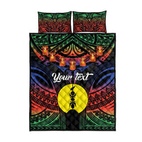 Personalised New Caledonia All Saints Day Quilt Bed Set Candle Light with Polynesian Style