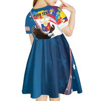 Personalized Filipino-American Kid Short Sleeve Dress The Eight-Rayed Sun with Bald Eagle