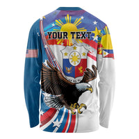 Personalized Filipino-American Long Sleeve Shirt The Eight-Rayed Sun with Bald Eagle