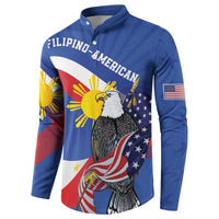 Personalized Filipino-American Button Sweatshirt Philippines Coat Of Arms with Bald Eagle