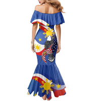 Personalized Filipino-American Family Matching Mermaid Dress and Hawaiian Shirt Philippines Coat Of Arms with Bald Eagle