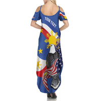 Personalized Filipino-American Family Matching Summer Maxi Dress and Hawaiian Shirt Philippines Coat Of Arms with Bald Eagle