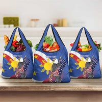 Personalized Filipino-American Grocery Bag Philippines Coat Of Arms with Bald Eagle LT9 3-pack One Size White - Polynesian Pride