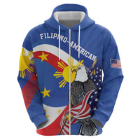 Personalized Filipino-American Zip Hoodie Philippines Coat Of Arms with Bald Eagle LT9 - Polynesian Pride