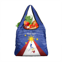 Personalized Pilipinas Eight-Rayed Sun Grocery Bag Philippines Map With Polynesian Style LT9 1-pack One Size Blue - Polynesian Pride