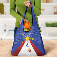 Personalized Pilipinas Eight-Rayed Sun Grocery Bag Philippines Map With Polynesian Style LT9 - Polynesian Pride