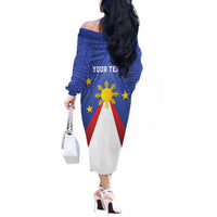 Personalized Pilipinas Eight-Rayed Sun Off The Shoulder Long Sleeve Dress Philippines Map With Polynesian Style LT9 - Polynesian Pride