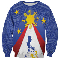 Personalized Pilipinas Eight-Rayed Sun Sweatshirt Philippines Map With Polynesian Style