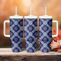 Palaka Hawaiian Quilt Seamless Pattern Tumbler With Handle - Polynesian Pride