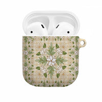 Squares Maile Leaf AirPods Case Beige Palaka Hawaiian Quilt Pattern - Polynesian Pride