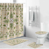 Squares Maile Leaf Bathroom Set Beige Palaka Hawaiian Quilt Pattern - Polynesian Pride
