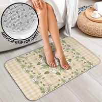 Squares Maile Leaf Bathroom Set Beige Palaka Hawaiian Quilt Pattern - Polynesian Pride