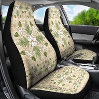 Squares Maile Leaf Car Seat Cover Beige Palaka Hawaiian Quilt Pattern - Polynesian Pride