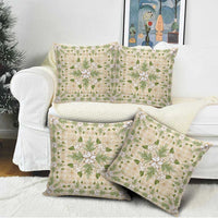 Squares Maile Leaf Pillow Cover Beige Palaka Hawaiian Quilt Pattern - Polynesian Pride