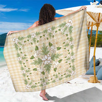 Squares Maile Leaf Sarong Beige Palaka Hawaiian Quilt Pattern - Polynesian Pride
