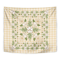 Squares Maile Leaf Tapestry Beige Palaka Hawaiian Quilt Pattern - Polynesian Pride