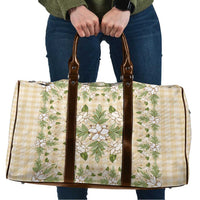 Squares Maile Leaf Travel Bag Beige Palaka Hawaiian Quilt Pattern - Polynesian Pride
