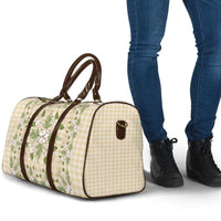 Squares Maile Leaf Travel Bag Beige Palaka Hawaiian Quilt Pattern - Polynesian Pride