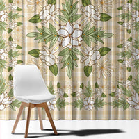 Squares Maile Leaf Window Curtain Beige Palaka Hawaiian Quilt Pattern - Polynesian Pride