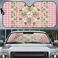 Squares Maile Leaf Auto Sun Shade Pink Palaka Hawaiian Quilt Pattern - Polynesian Pride