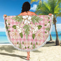 Squares Maile Leaf Beach Blanket Pink Palaka Hawaiian Quilt Pattern - Polynesian Pride