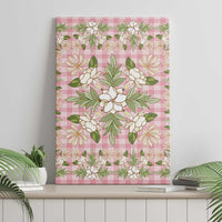 Squares Maile Leaf Canvas Wall Art Pink Palaka Hawaiian Quilt Pattern - Polynesian Pride