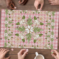 Squares Maile Leaf Puzzle Pink Palaka Hawaiian Quilt Pattern - Polynesian Pride