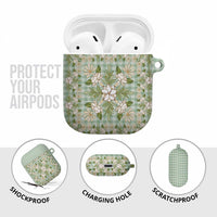 Squares Maile Leaf AirPods Case Turquoise Palaka Hawaiian Quilt Pattern - Polynesian Pride