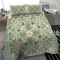 Squares Maile Leaf Bedding Set Turquoise Palaka Hawaiian Quilt Pattern - Polynesian Pride
