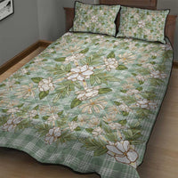 Squares Maile Leaf Quilt Bed Set Turquoise Palaka Hawaiian Quilt Pattern - Polynesian Pride