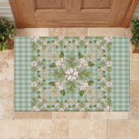 Squares Maile Leaf Rubber Doormat Turquoise Palaka Hawaiian Quilt Pattern - Polynesian Pride