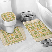 Squares Puakenikeni and Kalo Bathroom Set Beige Palaka Hawaiian Quilt Pattern - Polynesian Pride